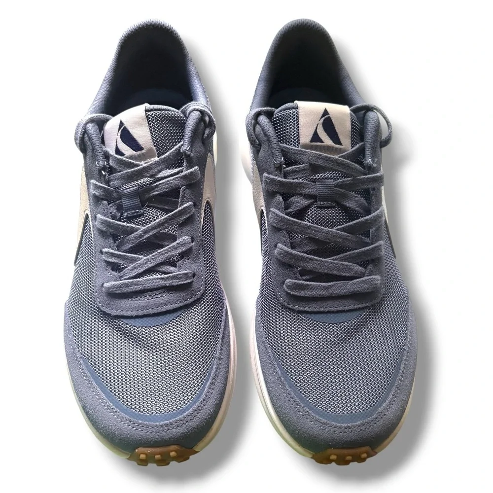 Skechers Air-Cooled Memory Foam Slate Blue Suede Mesh Athletic Sneakers